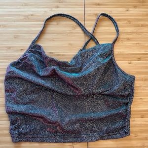 Sparkle cowl neck crop top